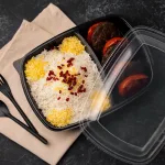 ظروف کترینگ پلی پرو درب دار دو خانه