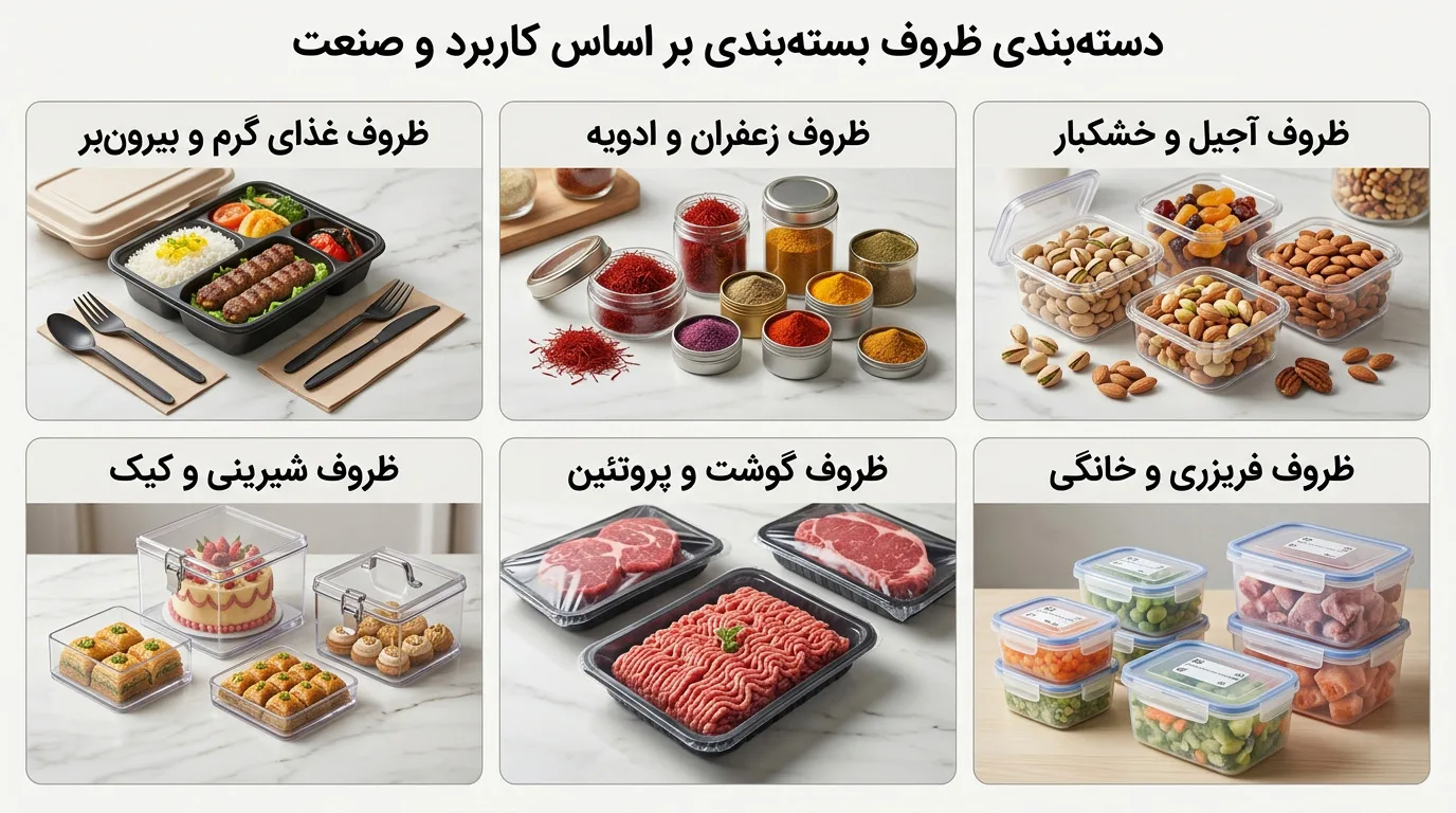 دسته‌بندی ظروف بسته‌بندی بر اساس کاربرد و صنعت