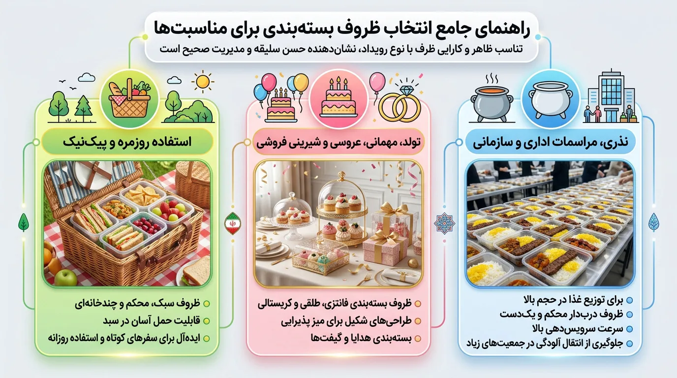 انتخاب ظروف بسته‌بندی بر اساس نوع مراسم و مناسبت‌ها